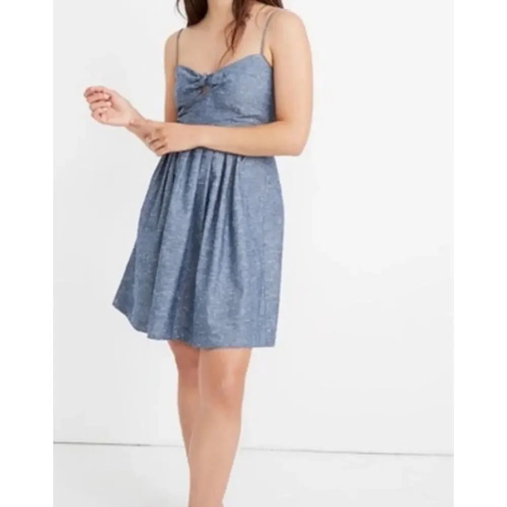 Madewell Chambray Tiefront Cutout Cami Dress Size 4 - Picture 1 of 10